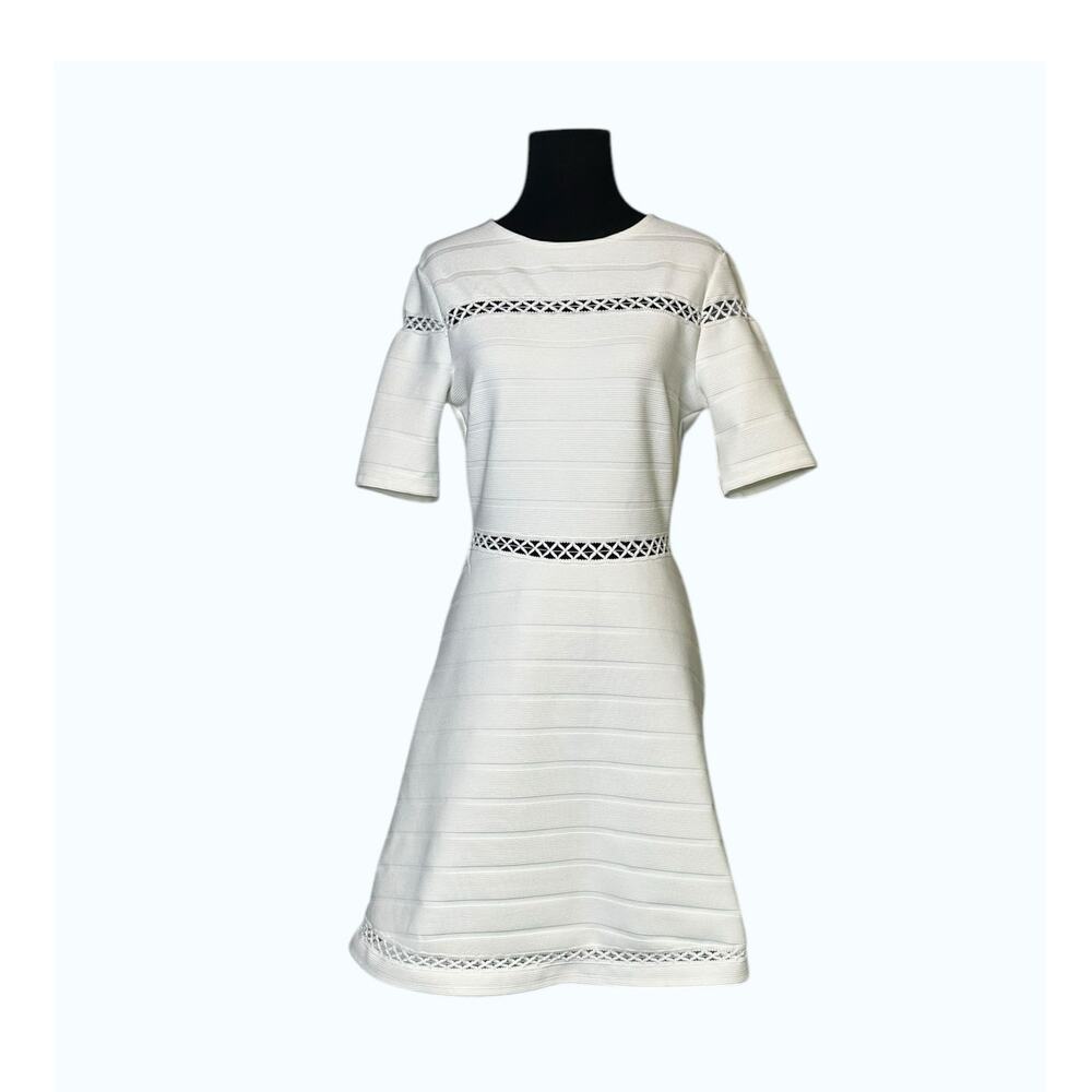 TOPSHOP off white openwork inset bandage skater mini dress size 6